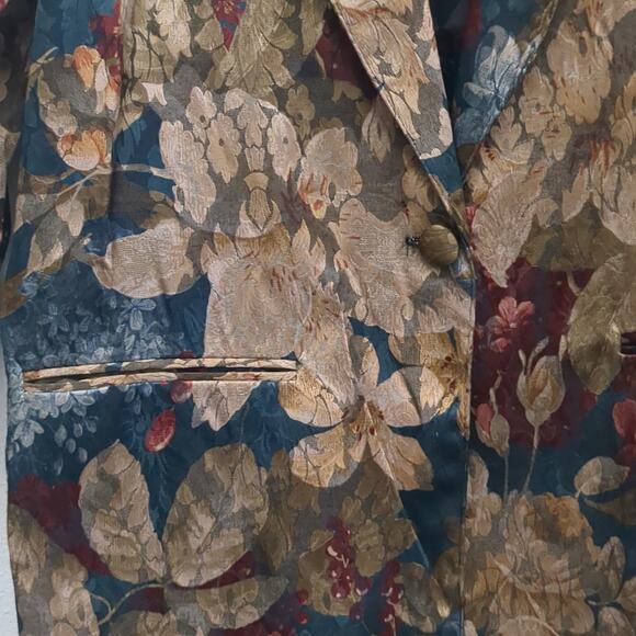 Joseph Gee brown vintage floral blazer size M - Picture 3 of 6